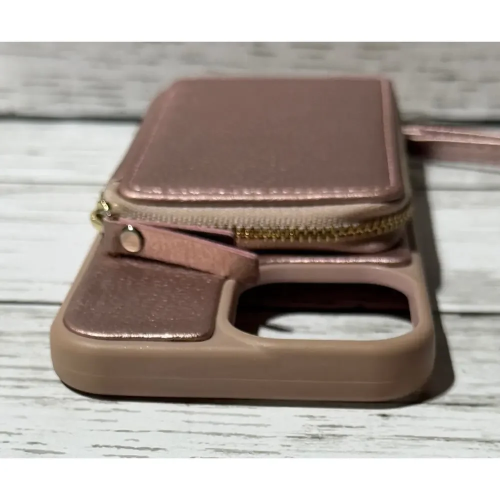 ZVE Rose Gold Wallet Case for iPhone 13 Pro Max
